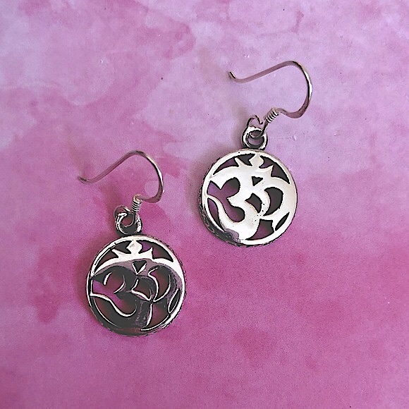 Sterling Silver Ohm Symbol Earrings 🕉 - Picture 1 of 4